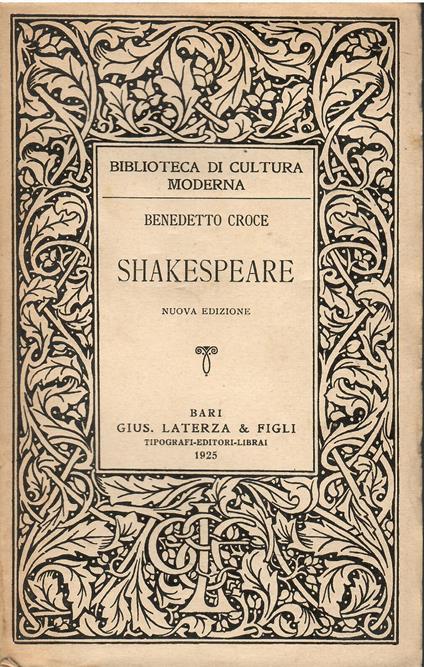 Shakespeare - Benedetto Croce - copertina