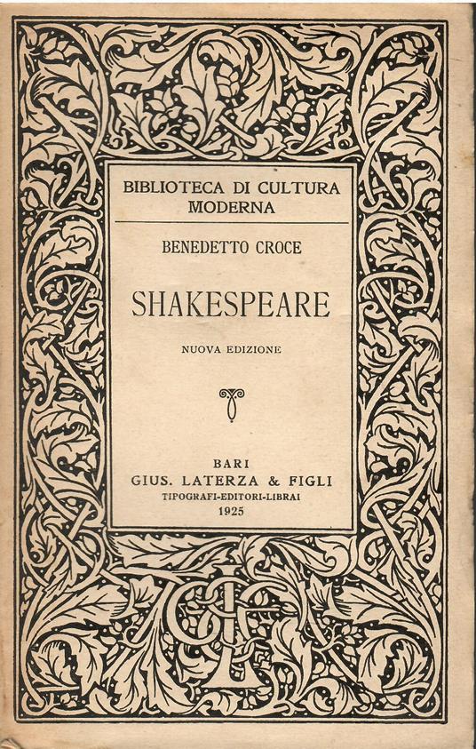 Shakespeare - Benedetto Croce - copertina