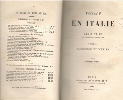 Voyage En Italie: Florence Et Venise - Hippolyte Taine - copertina
