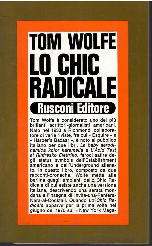 Lo chic radicale - Tom Wolfe - copertina