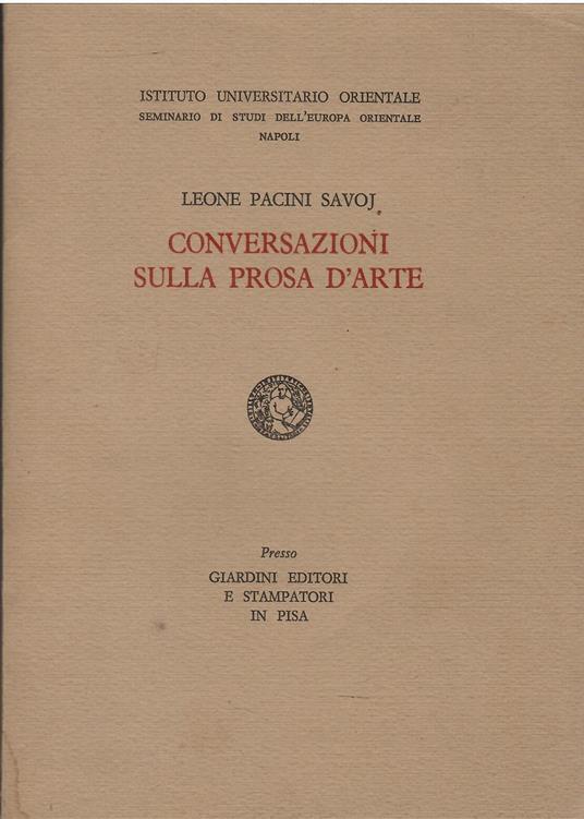 Conversazioni sulla prosa d'arte - Leone Pacini Savoj - copertina