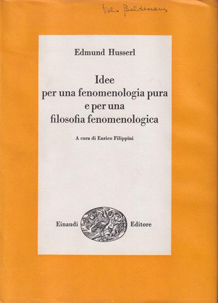 Idee per una fenomenologia pura e per una filosofia fenomenologica - Edmund Husserl - copertina