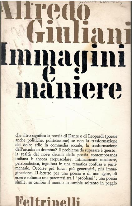 Immagini e maniere - Alfredo Giuliani - copertina
