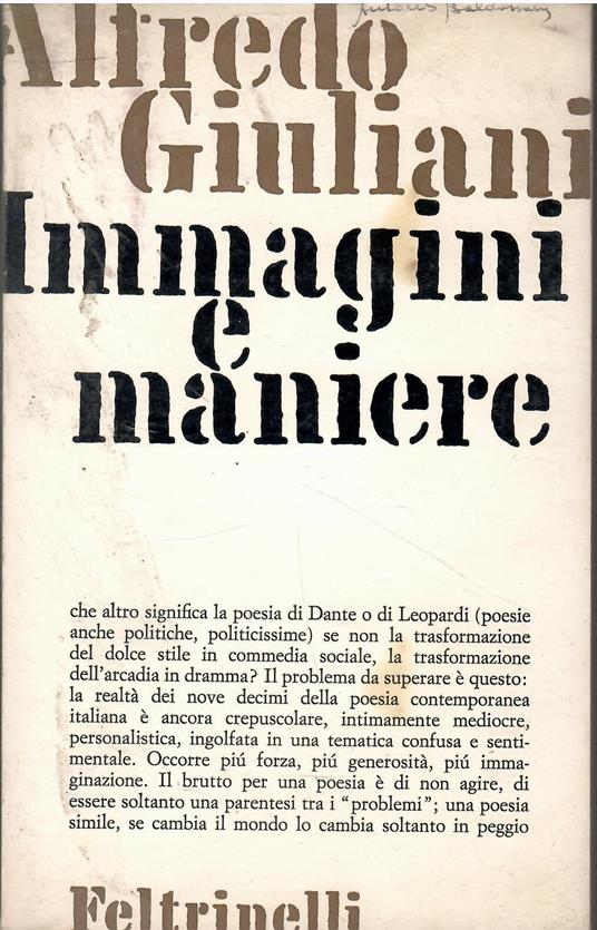 Immagini e maniere - Alfredo Giuliani - copertina