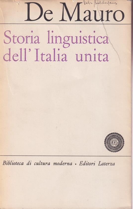 Storia linguistica dell'Italia unita - Tullio De Mauro - copertina