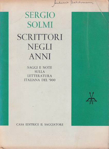 Scrittori negli anni - Sergio Solmi - copertina
