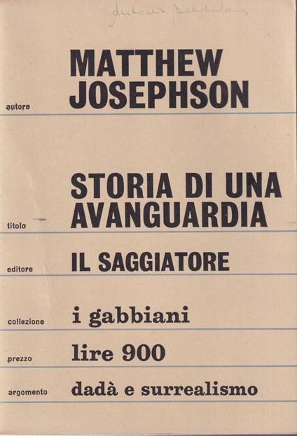 Storia di una avanguardia - copertina
