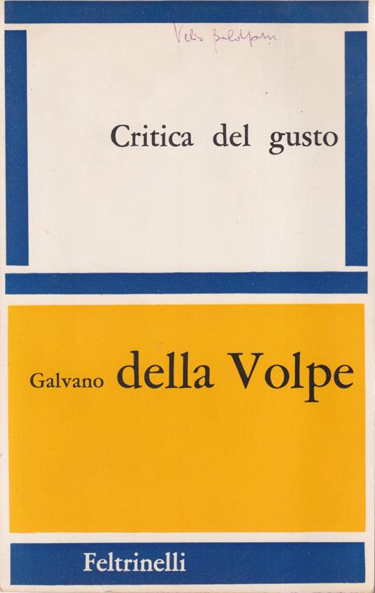 Critica del gusto - Galvano Della Volpe - copertina
