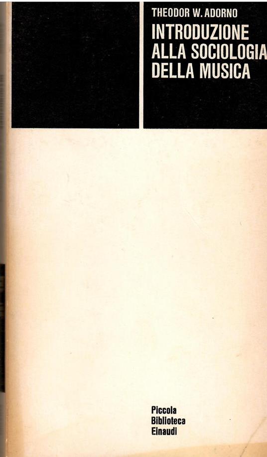 Introduzione alla sociologia della musica - Theodor W. Adorno - copertina