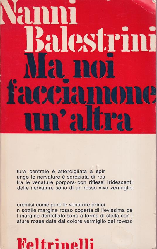 Ma noi facciamone un'altra - Nanni Balestrini - copertina