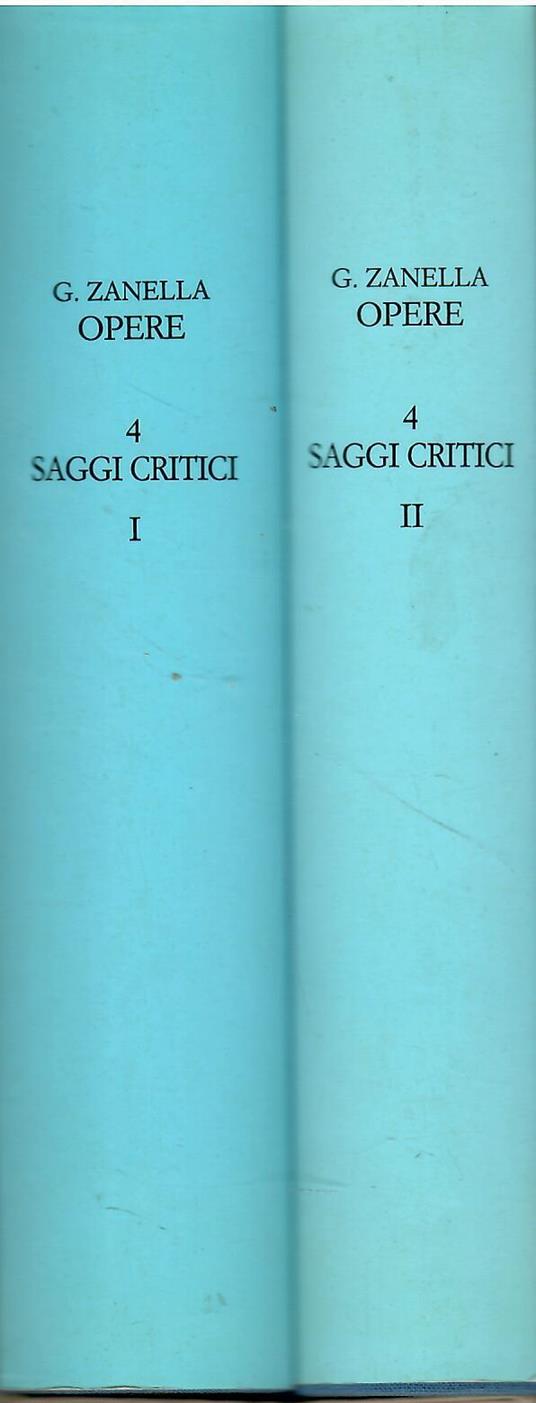 Saggi critici - Giacomo Zanella - copertina
