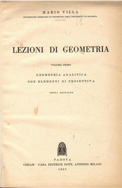 Lezioni di geometria - Mario Villa - copertina