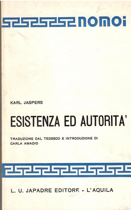 Esistenza ed autorità - Karl Jaspers - copertina