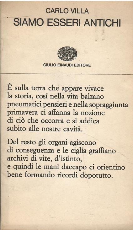 Siamo esseri antichi - Carlo Villa - copertina