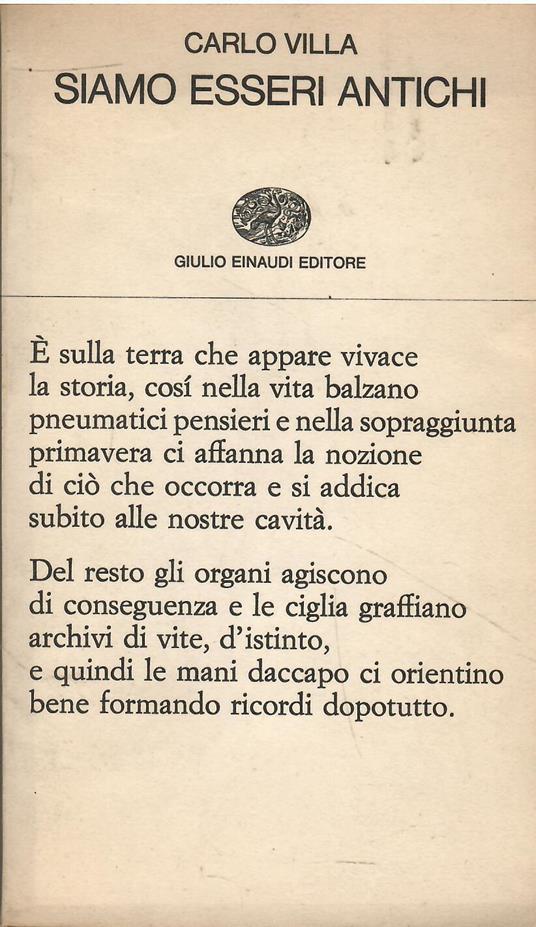 Siamo esseri antichi - Carlo Villa - copertina