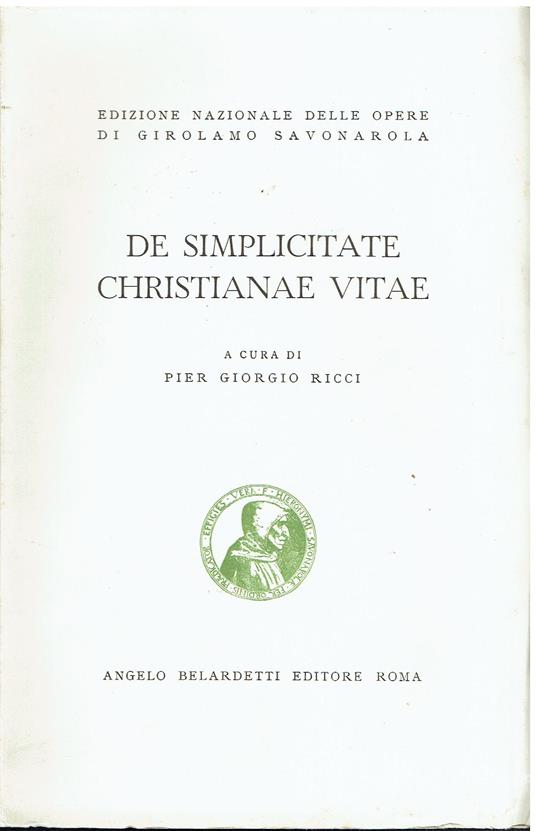 De simplicitate christianae vitae - Girolamo Savonarola - copertina