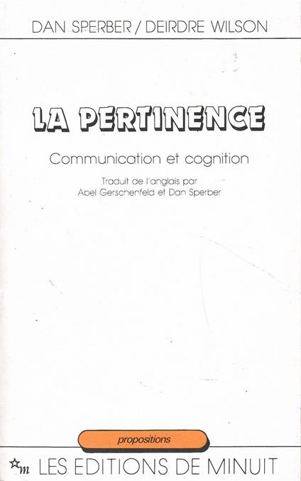 La Pertinence: Communication et cognition - copertina