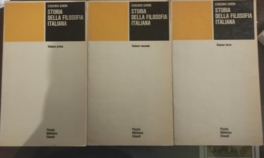 Storia della filosofia Italiana - Eugenio Garin - copertina