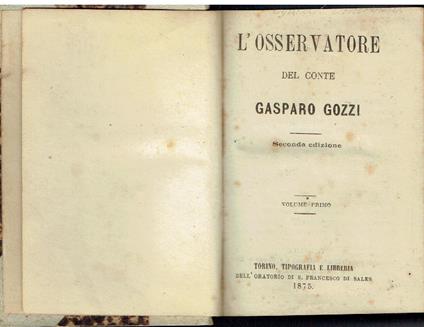 L' Osservatore - Gasparo Gozzi - copertina
