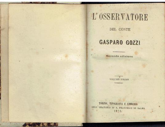 L' Osservatore - Gasparo Gozzi - copertina