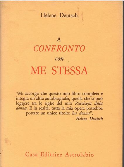 A confronto con me stessa - Helene Deutsch - copertina