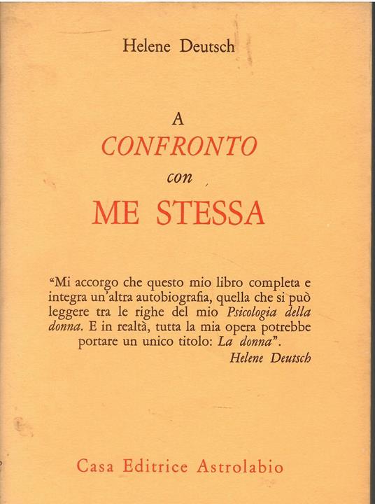 A confronto con me stessa - Helene Deutsch - copertina