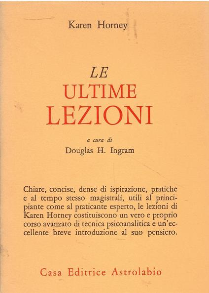 Le ultime lezioni - Karen Horney - copertina