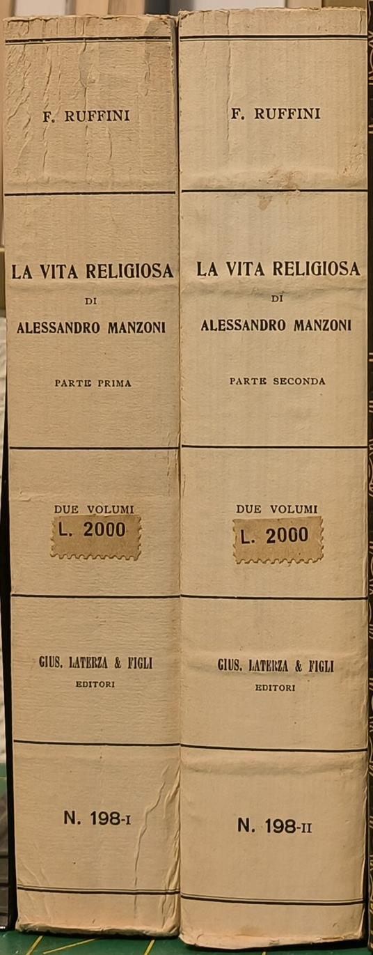 La Vita religiosa di Alessandro Manzoni - Francesco Ruffini - copertina