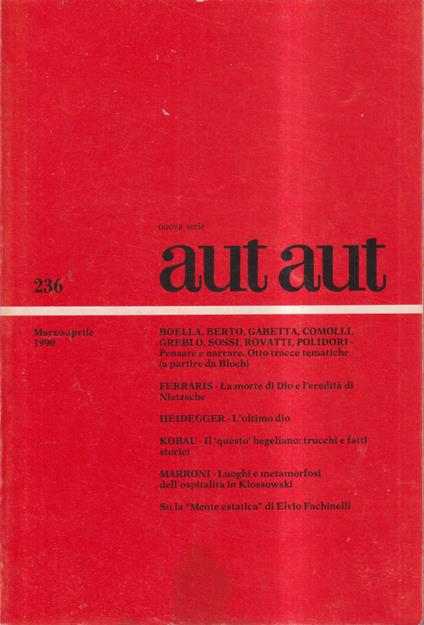 Aut aut 236 Marzo-aprile 1990 - copertina