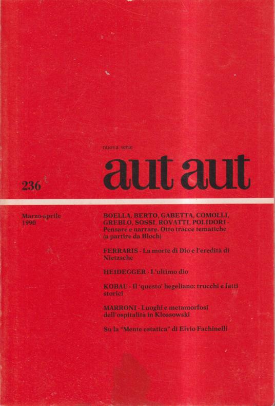Aut aut 236 Marzo-aprile 1990 - copertina