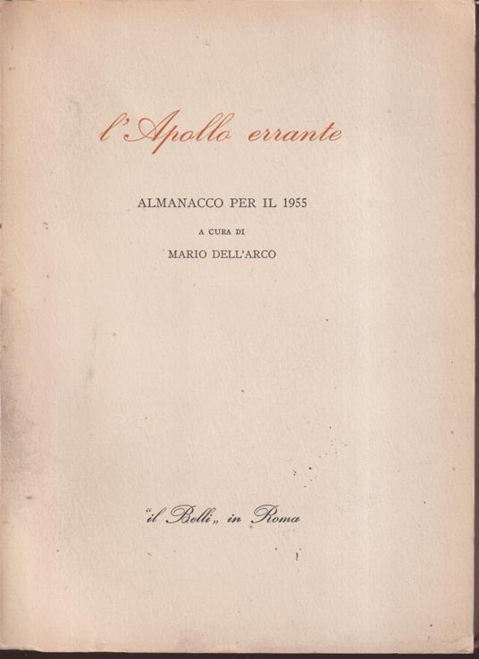 L' Apollo errante - Mario Dell'Arco - copertina