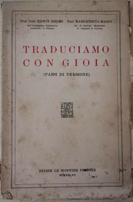 Traduciamo con gioia. Passi di versione - copertina