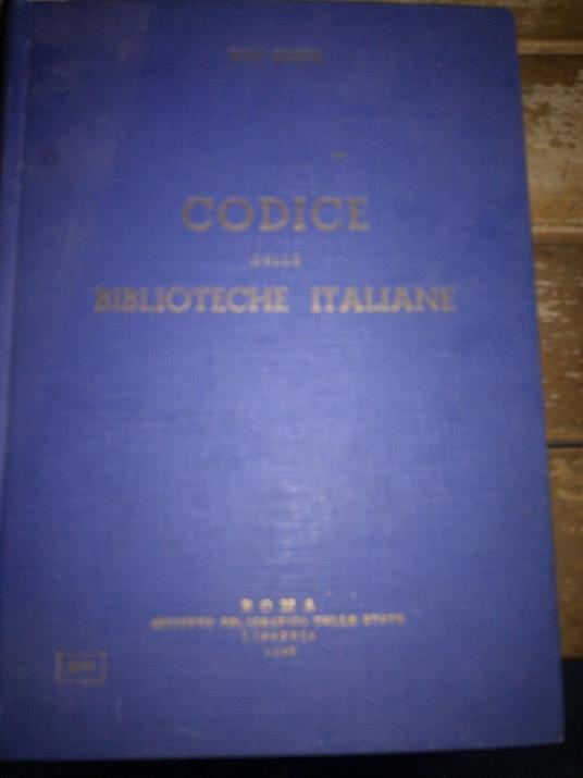 Codice delle biblioteche italiane - copertina