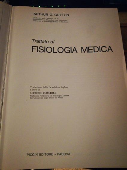 Trattato Di Fisiologia Medica - copertina