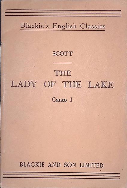 The lady of the lake. Canto I - Walter Scott - copertina