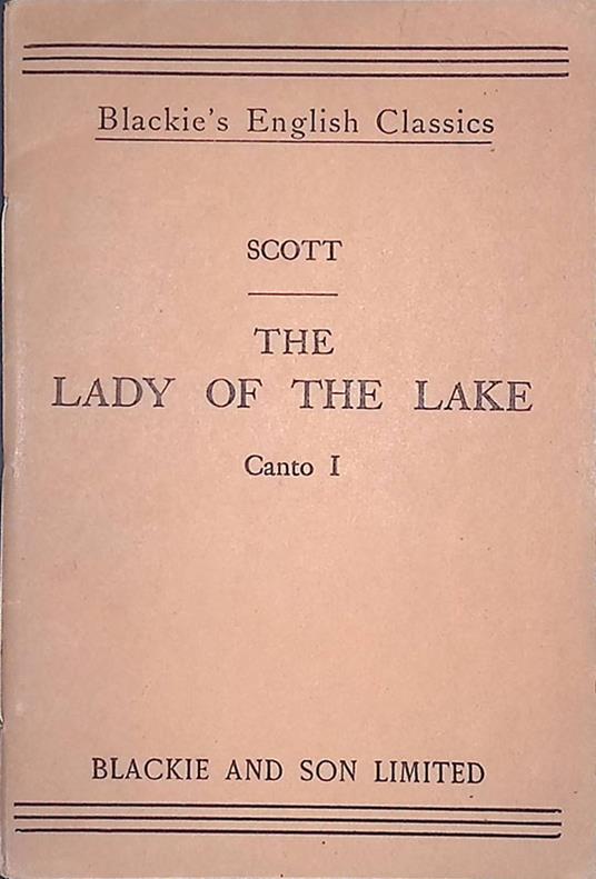 The lady of the lake. Canto I - Walter Scott - copertina