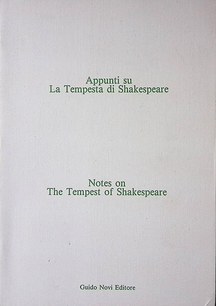 Appunti su La Tempesta di Shakespeare. Notes on The Tempest of Shakespeare - copertina