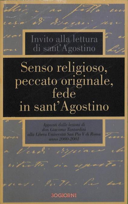 Senso religioso, peccato originale, fede in sant'Agostino - copertina