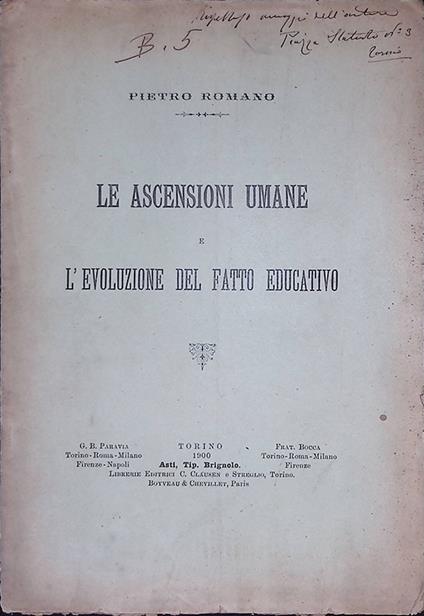Le ascensioni umane e l'evoluzione del fatto educativo - Pietro Romano - copertina
