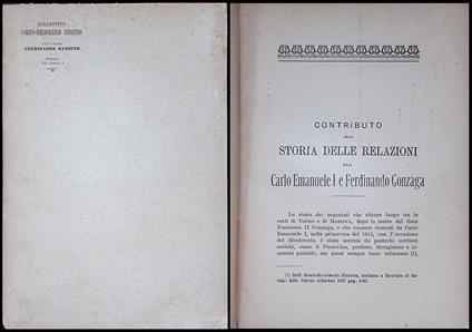 Bollettino Storico-Bibliografico Subalpino. Contributo alla storia delle relazioni tra Carlo Emanuele I e Ferdinando Gonzaga - Ferdinando Gabotto - copertina