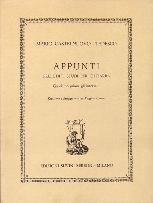 Appunti preludi e studi per chitarra. Quaderno primo, gli intervalli - copertina