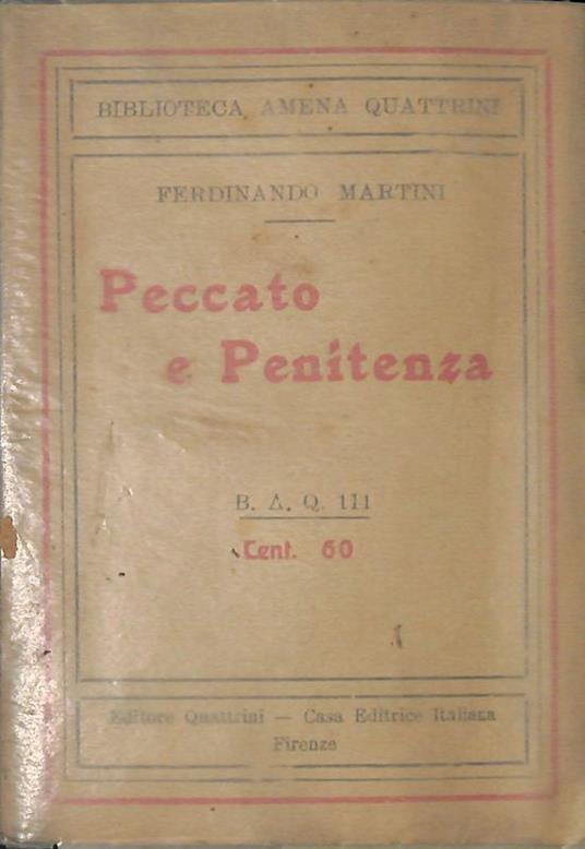 Peccato e penitenza - Ferdinando Martini - copertina