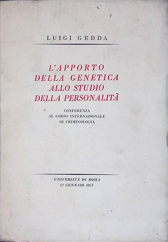 L' apporto della genetica allo studio della personalità - Luigi Gedda - copertina