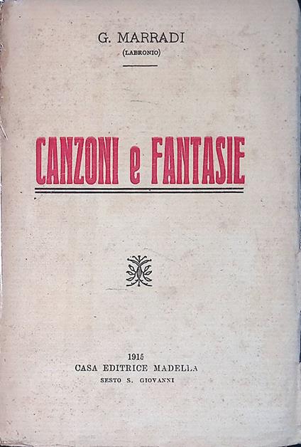 Canzoni e fantasie - G. Marradi - copertina