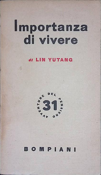 Importanza di vivere - Yutang Lin - copertina