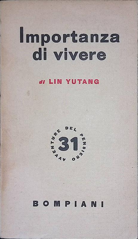 Importanza di vivere - Yutang Lin - copertina