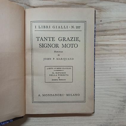 Tante grazie, signor Moto - John P. Marquand - copertina