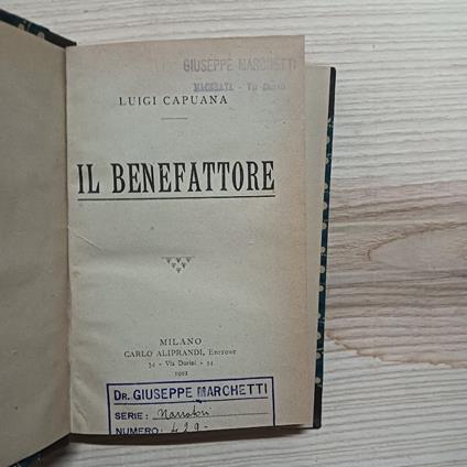 Il Benefattore - Luigi Capuana - copertina