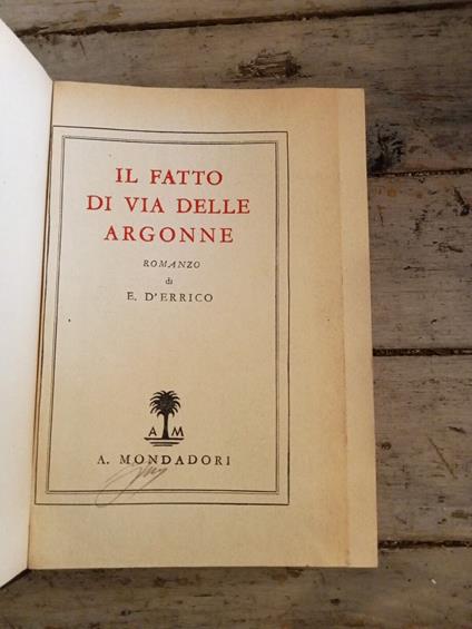 Il fatto di via delle argonne - Ezio D'Errico - copertina