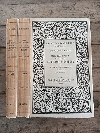 Storia della filosofia. La filosofia moderna II. L'età dell'Illuminismo (vol. I e II) - Guido De Ruggiero - copertina